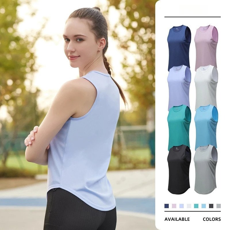 

Breathable women's sports fitness vest horizontal yoga running fast dry sleeve marathon track and field vest