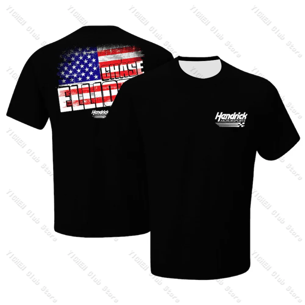 Motorcycle Racing Chase Elliott Hendrick Motorsports Team Collection Flag T-Shirt Street Quick-Drying Breathable Men's T-Shirt