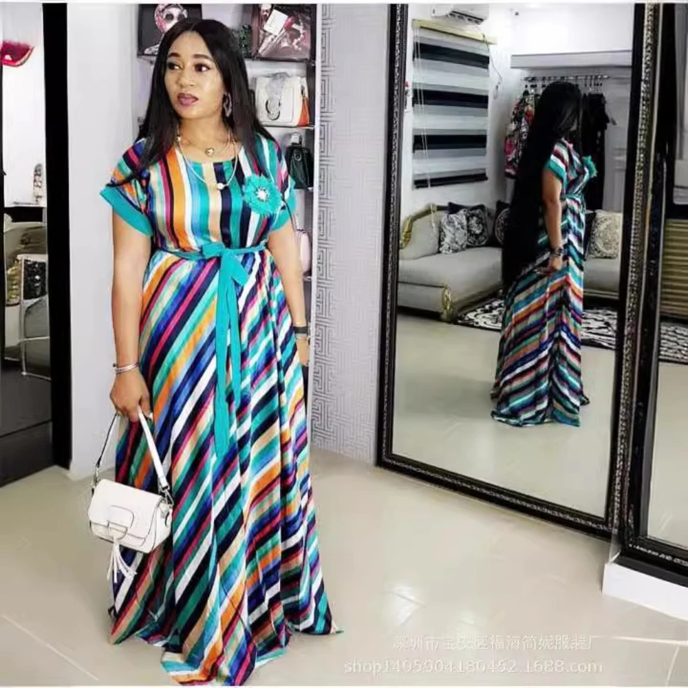 

Fashion Long Ruffle Sleeve Maxi Dress Women 2024 Autumn African Clothing Loose Leopard Print Vestido De Festa Floor Length Gown