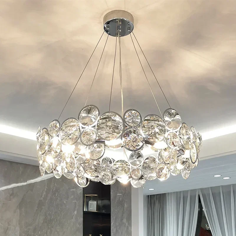 Ring Light Luxury Crystal Chandelier Creative Atmosphere High-end Modern Villa Living Room Bedroom Indoor Decor Lighting Lamps