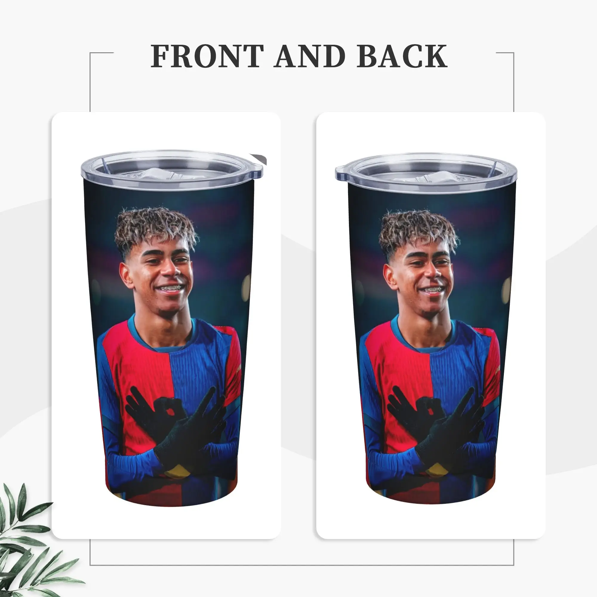 Lamine Y-Yamal Tumbler Vacuum Insulated Football Soccer Coffee Cups with Lid Straw Office Home Mug Water Bottle, 20oz