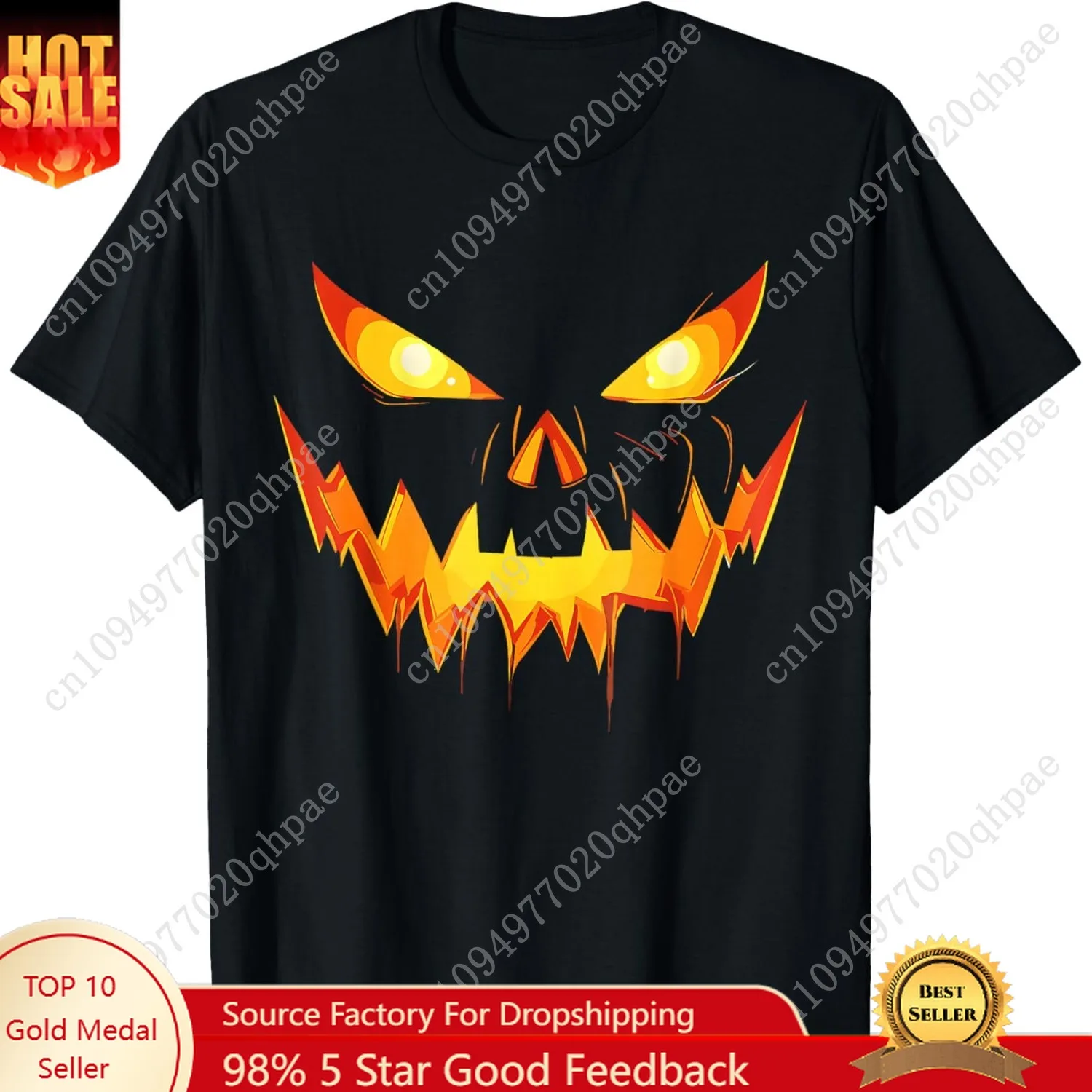 Enge Pompoen Jack O Lantern Gezicht Halloween Mannen Jongens Kinder T-shirt