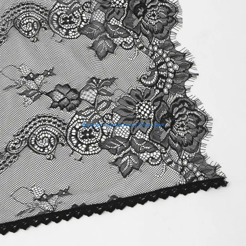E56A Trendy Lace Trimmed Mantilla Cover Multipurpose Headwear for Sun Shade