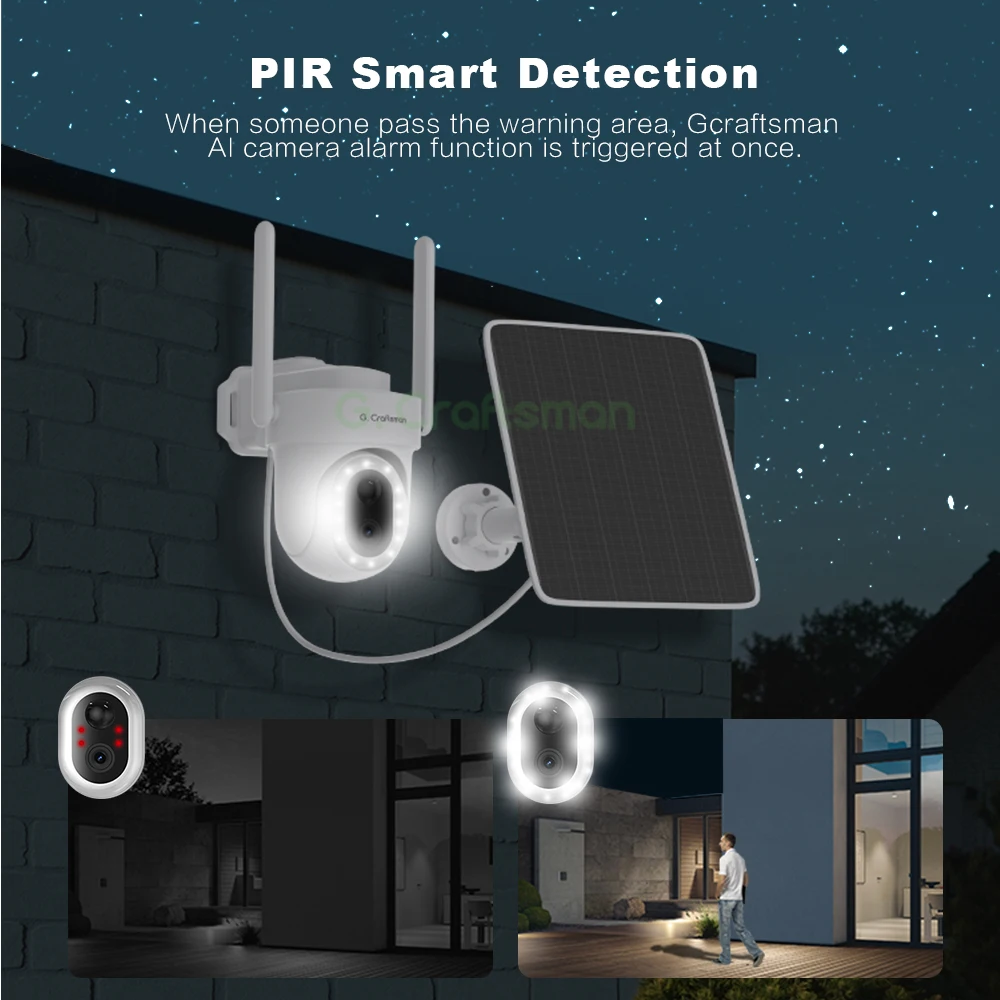 Imagem -03 - Câmera G.craftsman g1 Alimentada por Bateria Solar 4g Visão Noturna 3mp Cartão Sim Segurança sem Fio Ptz Cctv Externa com Cloudedge