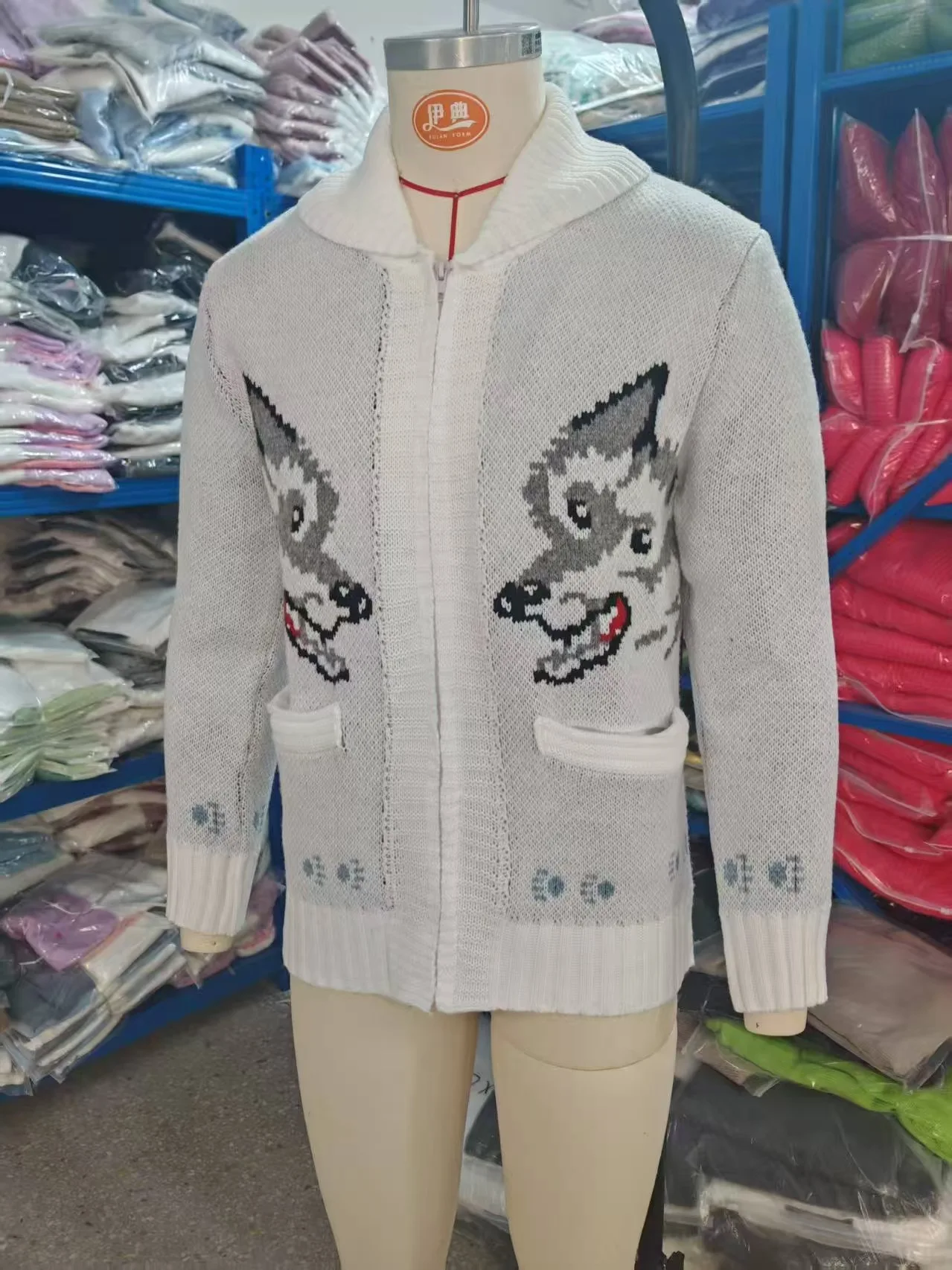 Men's Fox Plaid Knitted Sweater Blazer for Spring 2026 - Thick Knit with Zipper Closure Loose and Comfortable Style