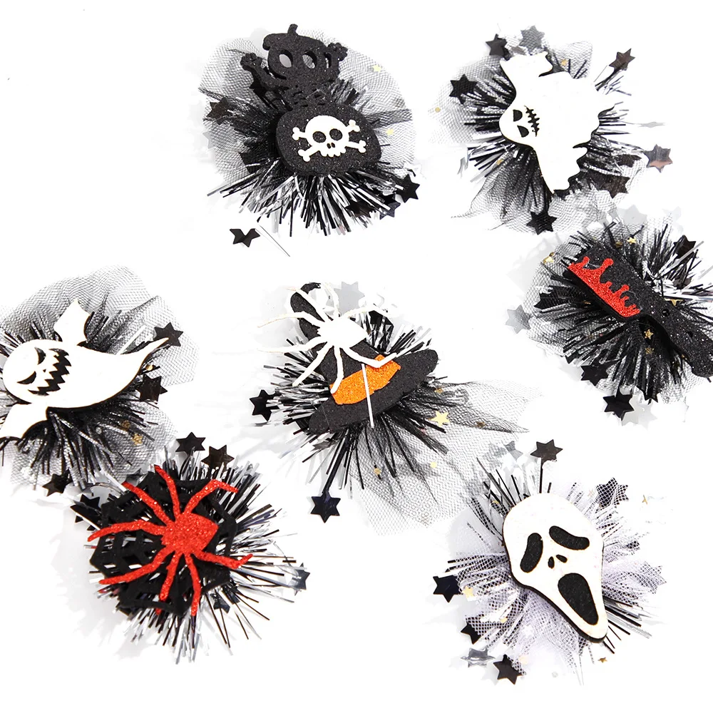 Novelty Funny New Halloween Hair Clip Pumpkin Skull Ghost Children Adult Hair Accessories Party Decoration Spider Web Clip