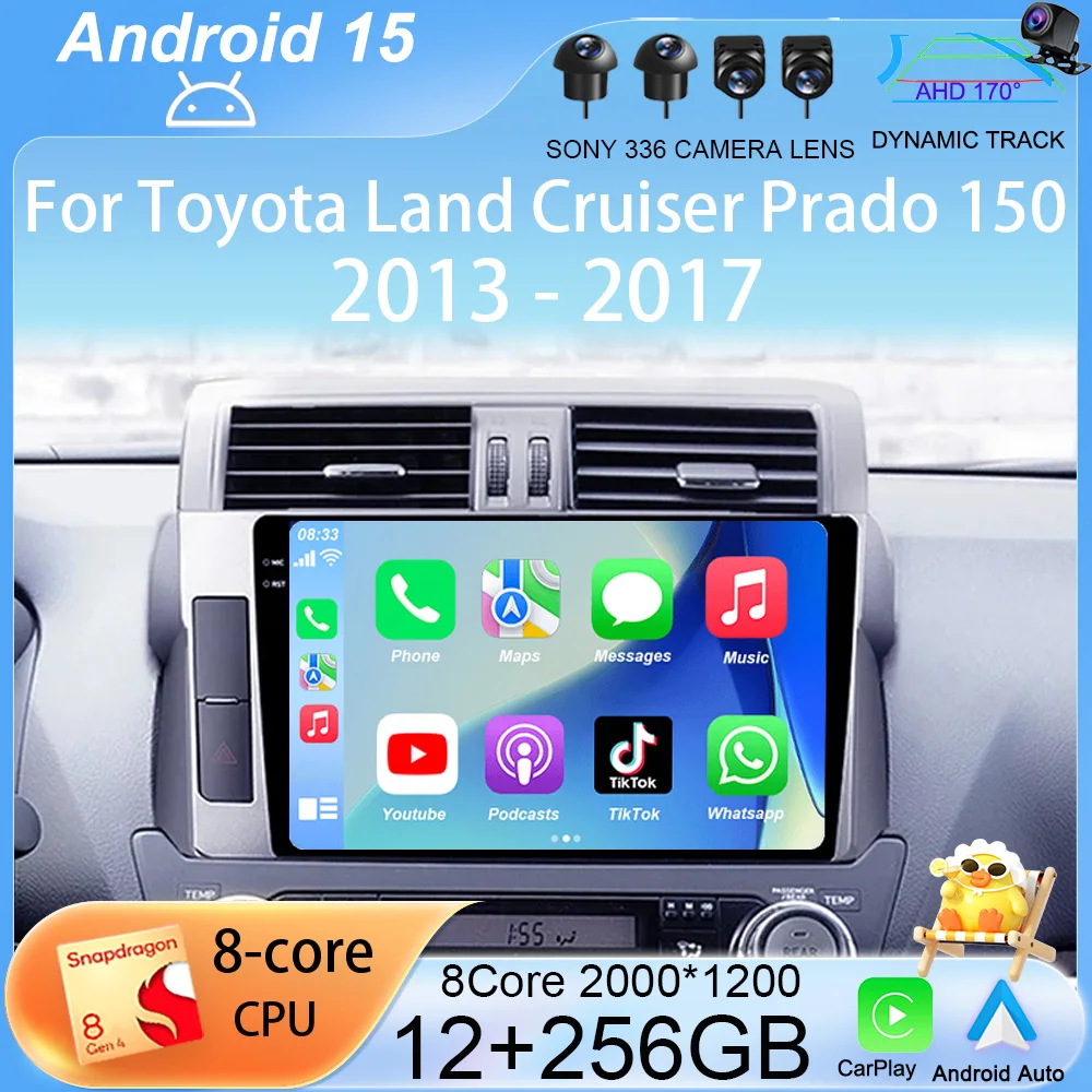 

For Toyota Land Cruiser Prado 150 2013-2017 Android 15 Carplay Car Radio Multimedia Video Player Stereo GPS 360 Camera Head Unit