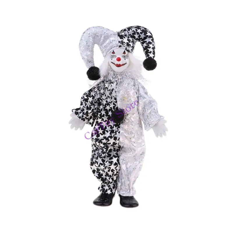 

Handcrafts Western Clown Figurine Doll with Poseable Limb Festival Centerpiece