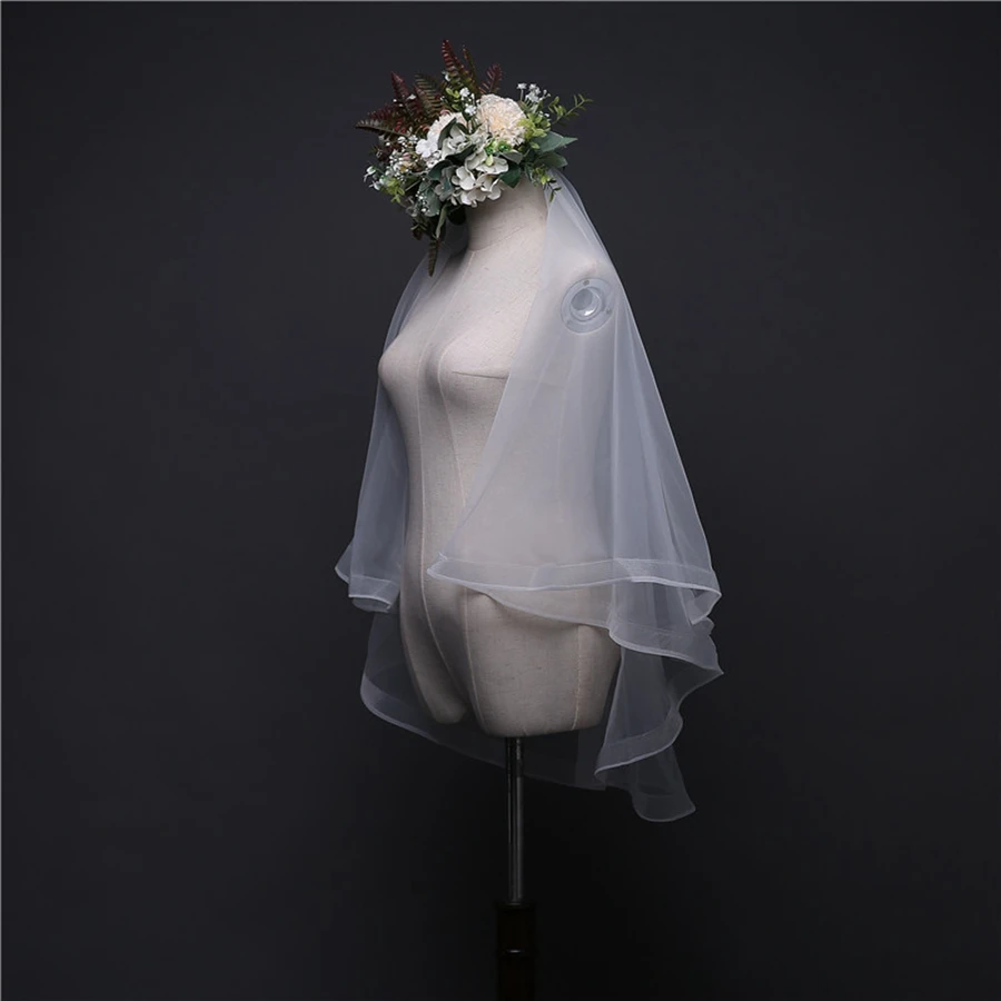 New Arrival Two Layers Short Bridal Veil 2023 Velos de novia Bride wedding accessories Sexy wedding veils for bride velo novia