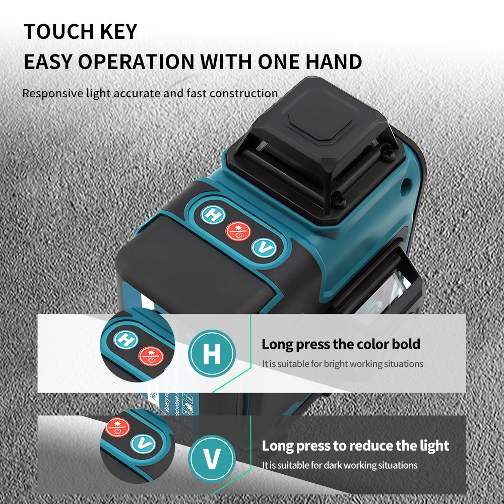 3D/4D Laser Level 16 Lines Horizontal And Vertical With Remote Control 16 Lines 360°Self-leveling Laser Levels For makita tools