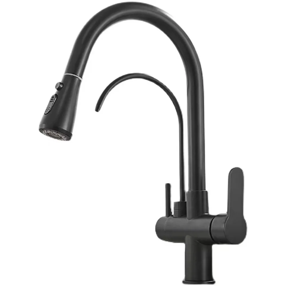 Tianview copper hot and cold water faucet with water filter faucet can be rotated magnetic suction return pull kitchen faucet