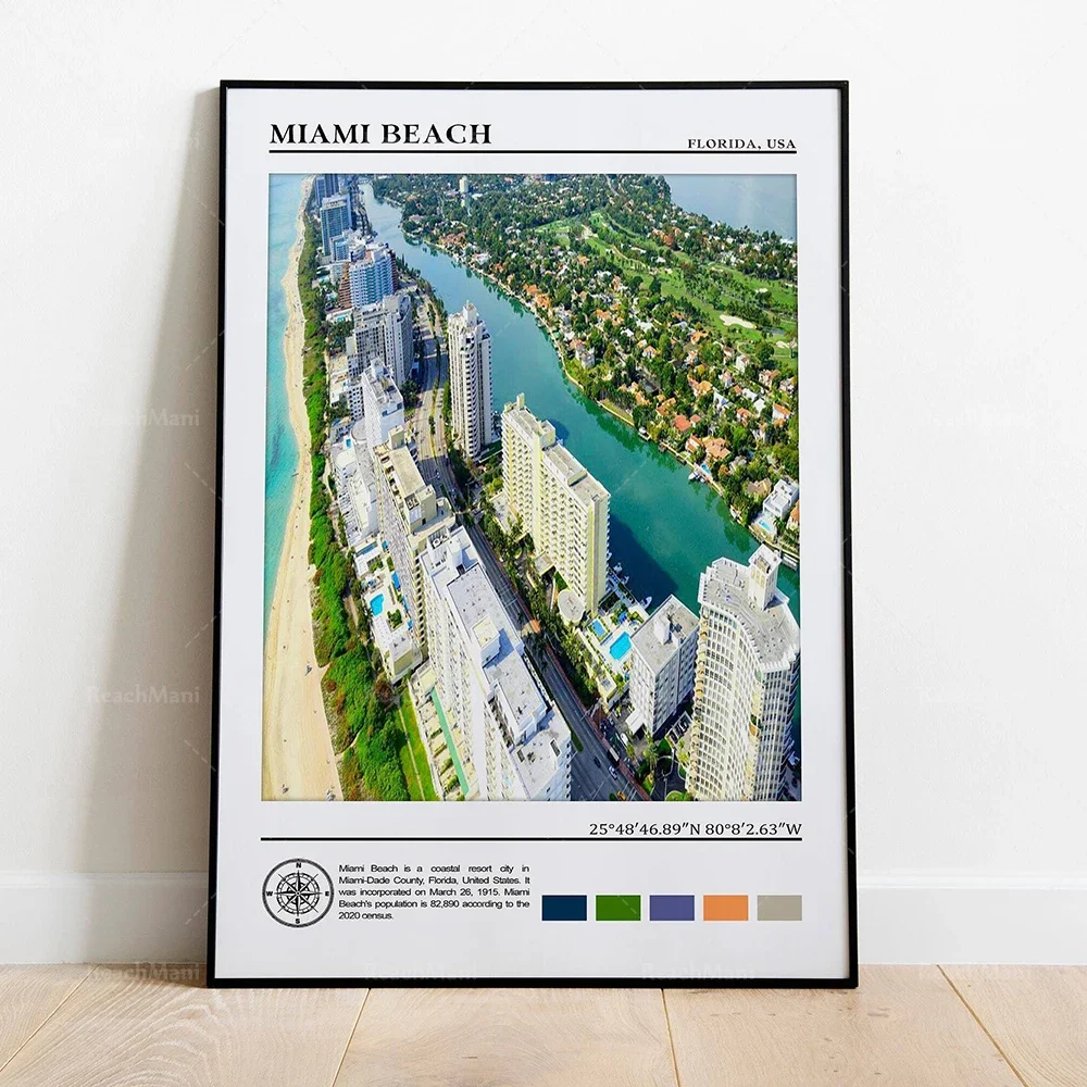 Panama City, Parkland, Jacksonville, Key West, Lakeland, Miami, Naples, Orlando, Palm Bay, Miramar USA Florida travel poster