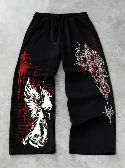 

Sweatpants High Street Hip Hop Casual Pants Men Harajuku Y2K Oversized Sport Winter Fall Super Handsome Men's Straight Leg Pants