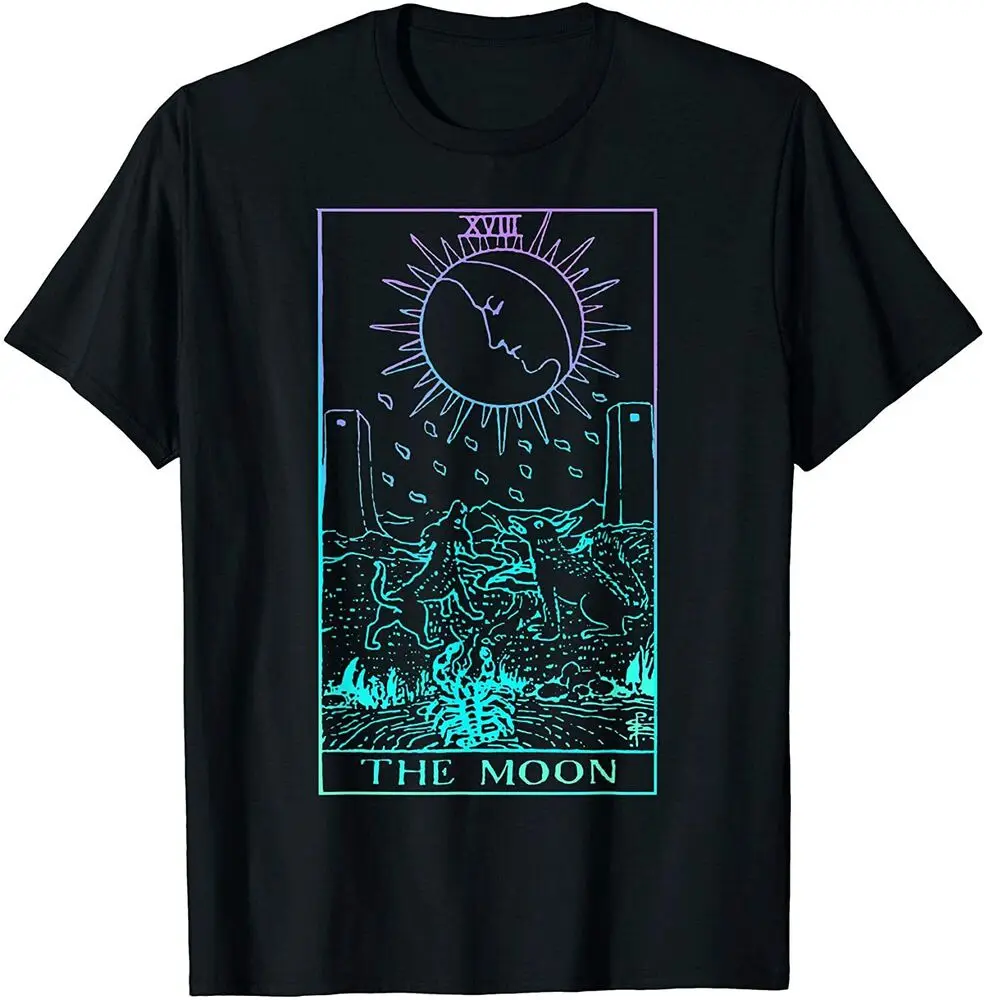 NEW LIMITED The Moon Tarot Card Rider Waite Witchy T-ShirtAnime Costume Cotton Short Sleeve