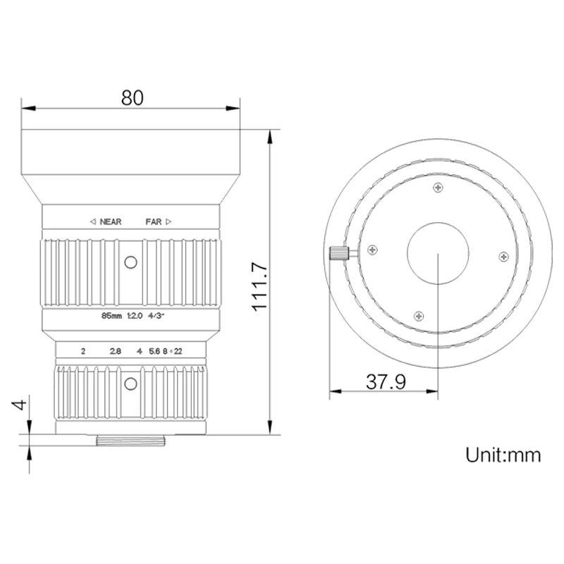 HIKROBOT SA8520M-10MP High Resolution 10MP 85mm F2 4/3" C-mount Fixed Focus Industrial FA Vision Lens