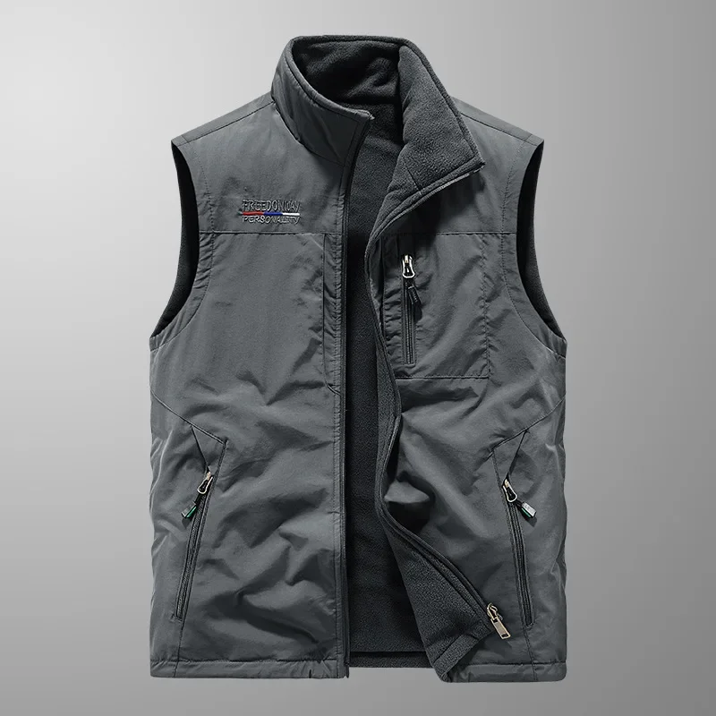 

Autumn and Winter Thickened Men's Middle-aged and Elderly Outdoor Sports Vest with Quick Drying and Multiple Pockets for Casual