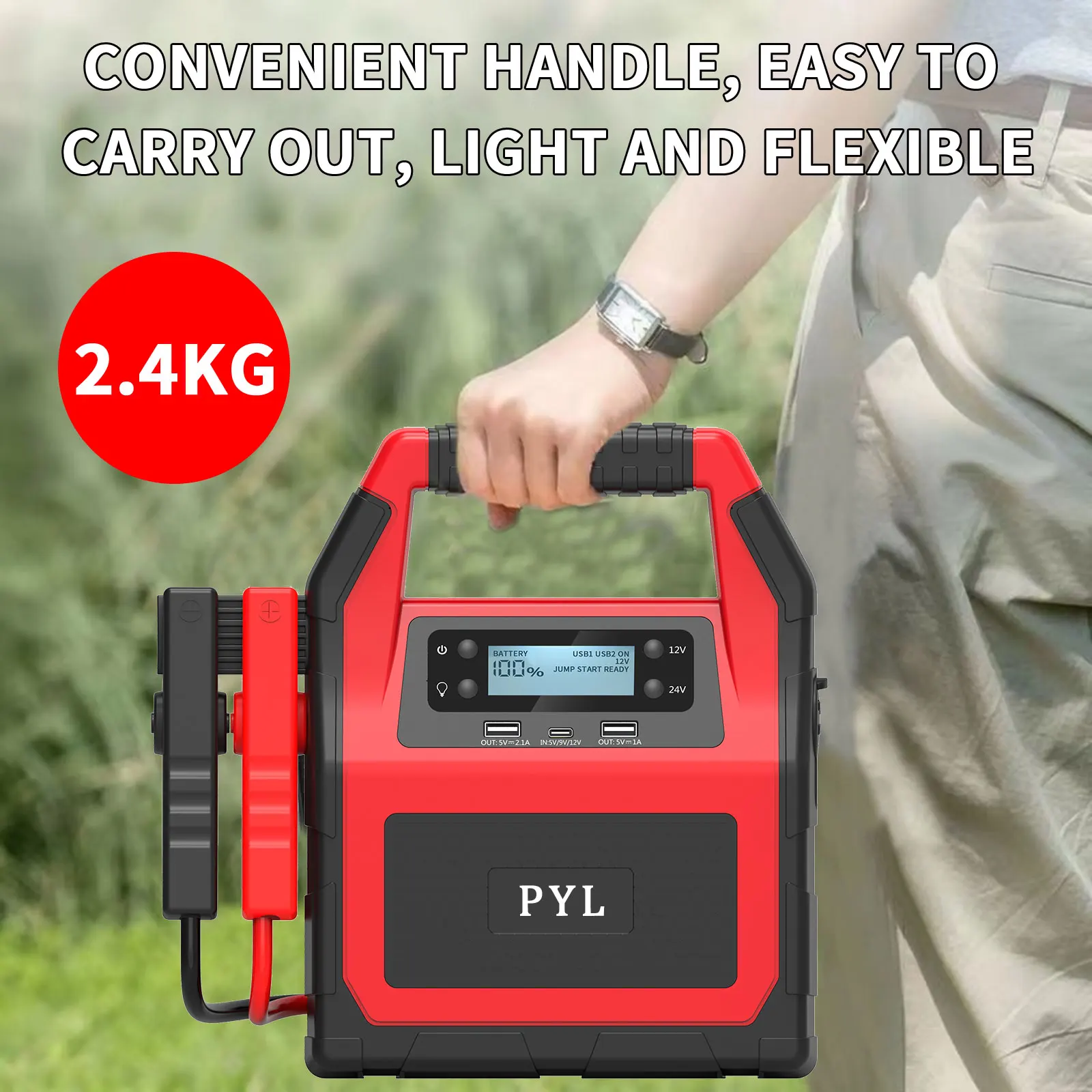 12/24V Portable Car Jump Starter Power Bank 46800mah Booster Battery Charger for Turck Car Up to 20L Gas and Diesel Engines