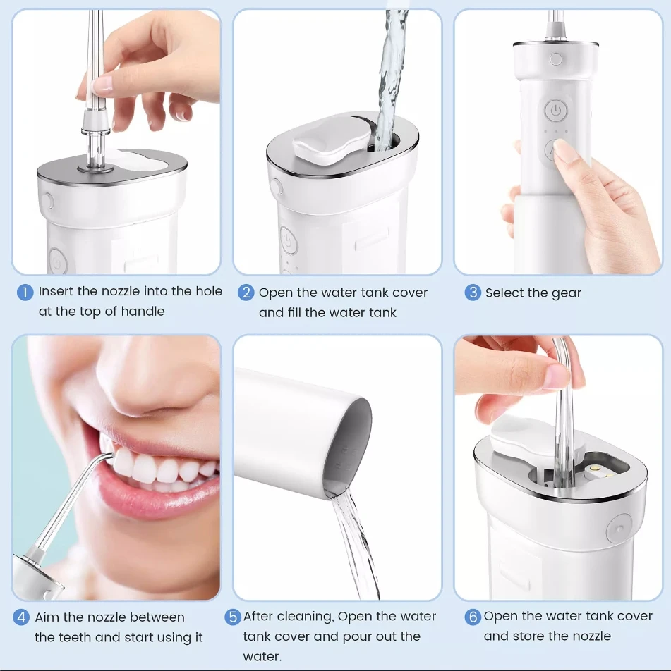 Sejoy Dental Water Flosser Oral Irrigator 3 Gers Magnetic Charging IPX7 Waterproof Dental Water Jet Floss 170ML Teeth Cleaner