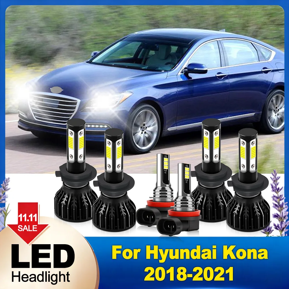 

LED Headlight 6000K White 60000LM COB Chips High Low Beam Headlamp Fog Light For Hyundai Kona 2018 2019 2020 2021 Plug and Play