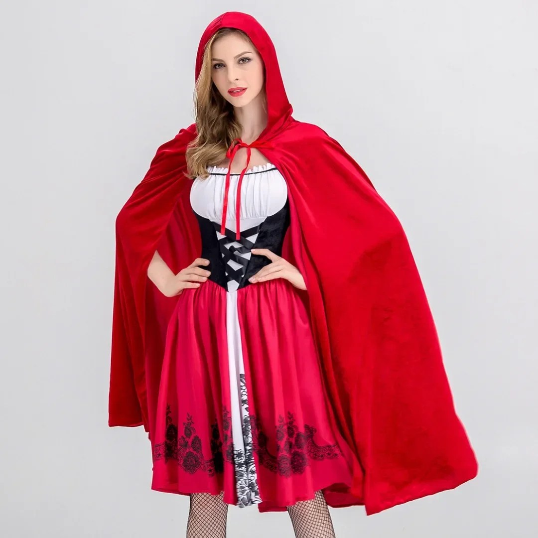 Disfraz de Caperucita Roja, capa, disfraz de Halloween, princesa de cuento de hadas para mujeres y adultos