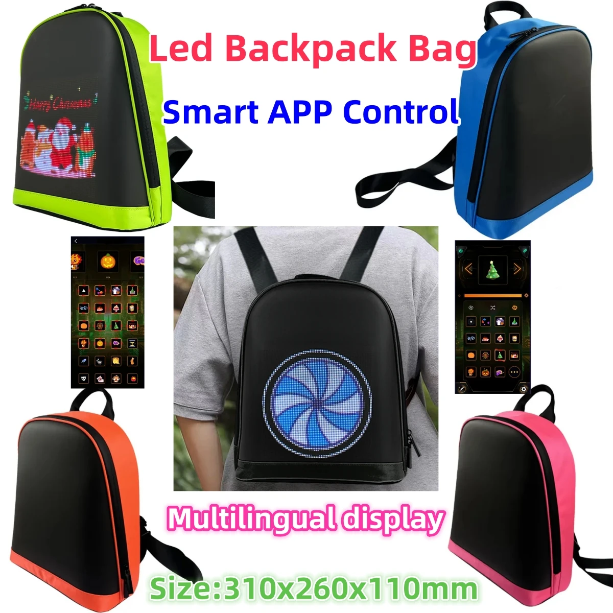 LED Advertising Backpack Portable Children's LED Backpack Magic Smart Walking Billboard APP Control Outdoor Led Sign Display Bag