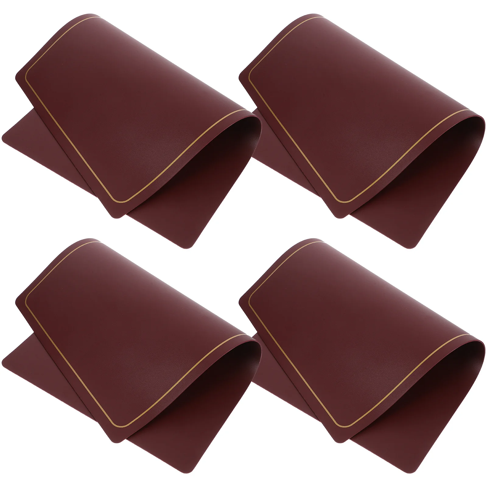 

4Pcs PU Wear-Resistant Heatproof Dining Table Placemats Solid Color Simple Design for Kitchen Restaurant Hotel Use