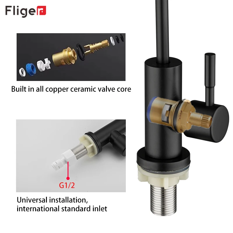 Fliger 1/4 "Кухонные смесители из нержавеющей стали, прямой питьевой кран, очиститель воды, кран, фильтр для питьевой воды, кран Torneira