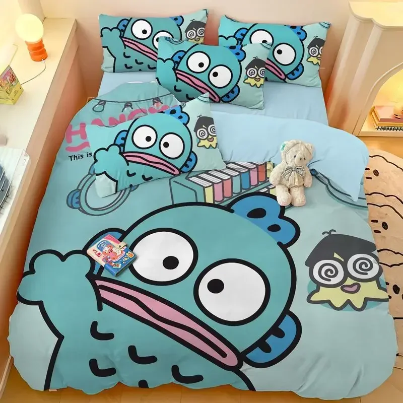 Hangyodon Anime Kawaii Sanrio Ins Three Four Piece Sets Dormitory Bedding Comforter Cute Cartoon Bed Sheet Cover Gifts for Girls