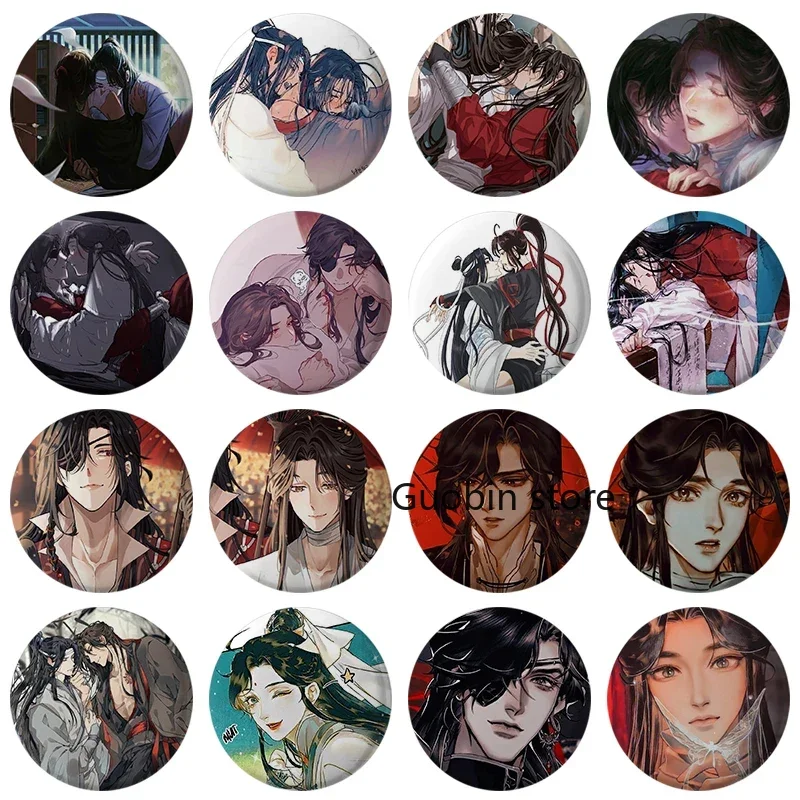 58mm Pop New Heaven Official’s Blessing Brooch for Backpack Tian Guan Ci Fu Hua Cheng Xie Lian Cosplay Badge Pin Cartoon Brooch