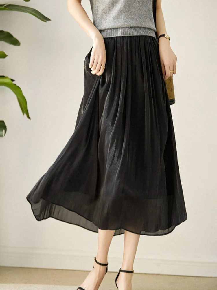 Gonna lunga lucida estiva tinta unita