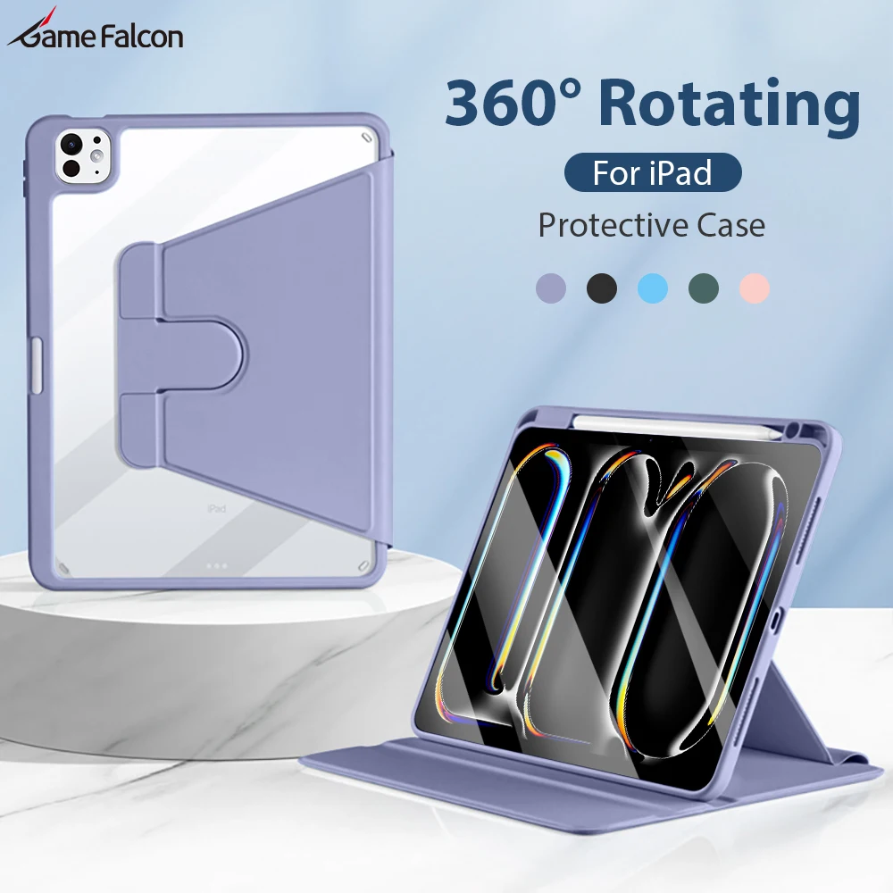 360° Rotation Case For Ipad Pro 13 11 12.9 Air 5 4 3 2 M4 M2 Funda For Ipad 10 9 9th 10th Generation Mini 6 10.2 10.9 2024 Cover