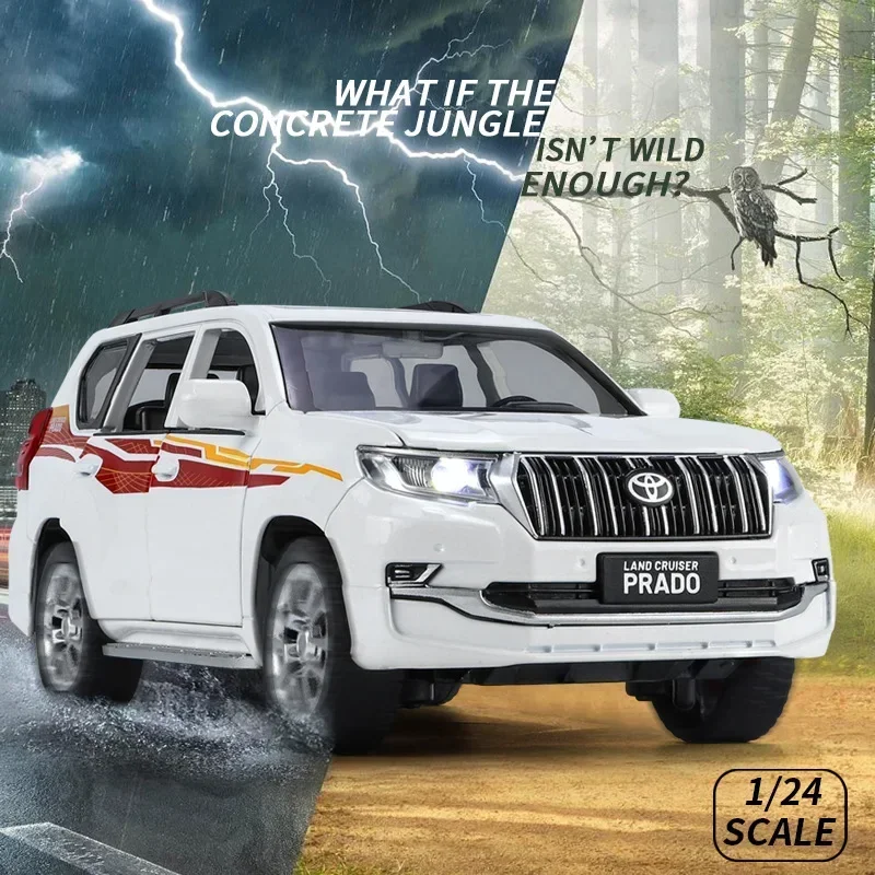 1:24 Prado off-road vehicle Simulation Diecast Metal Alloy Model car Sound Light Pull Back Collection Toy Gift