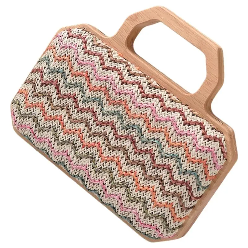 

Women Beach Bag Stylish Shoulder Bag Straw Crossbody Bag Handle Handbag 066F