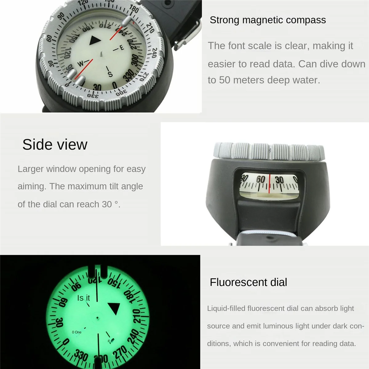

Компас для дайвинга 50M Водонепроницаемая фотовспышка для дайвинга с эластичной веревкой аксессуары для подводного направления часов