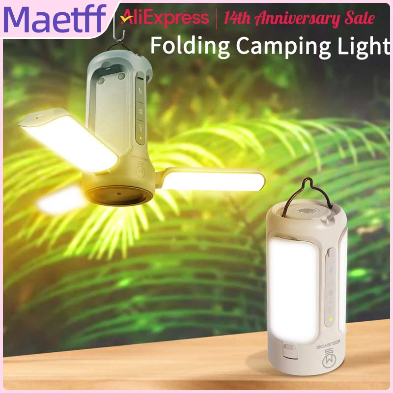 Maetff 9000mAh Foldable Camping Lantern Portable Flashlight  Rechargeable Lamp PowerBank Outdoor Lighting Emergency Lights