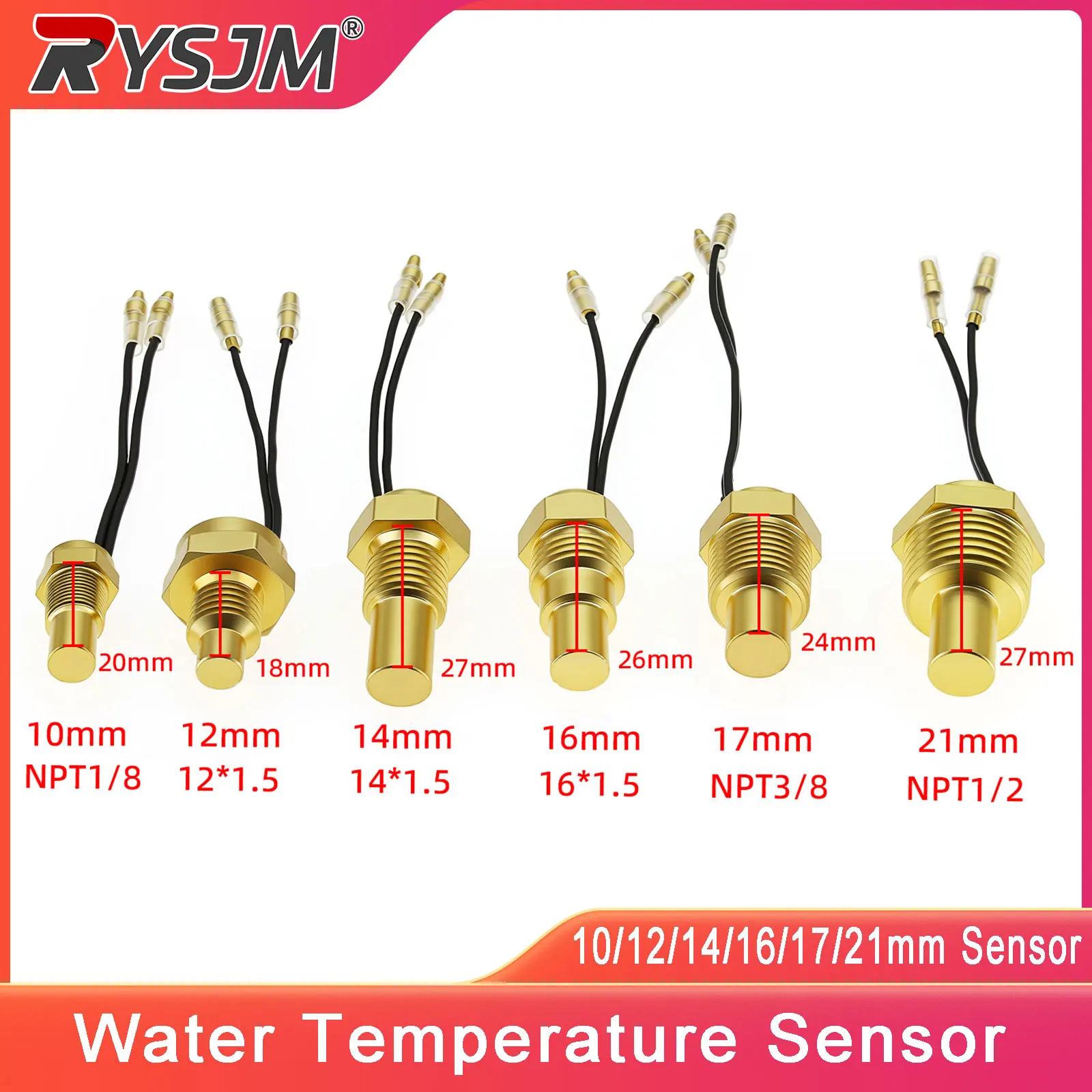 

Water Temperature Sensor 10MM 12MM 14MM 16MM 17MM 21MM Car Water Temp Sensor NPT1/8 NPT1/2 Water Temp Sensor For 12V 24V Car