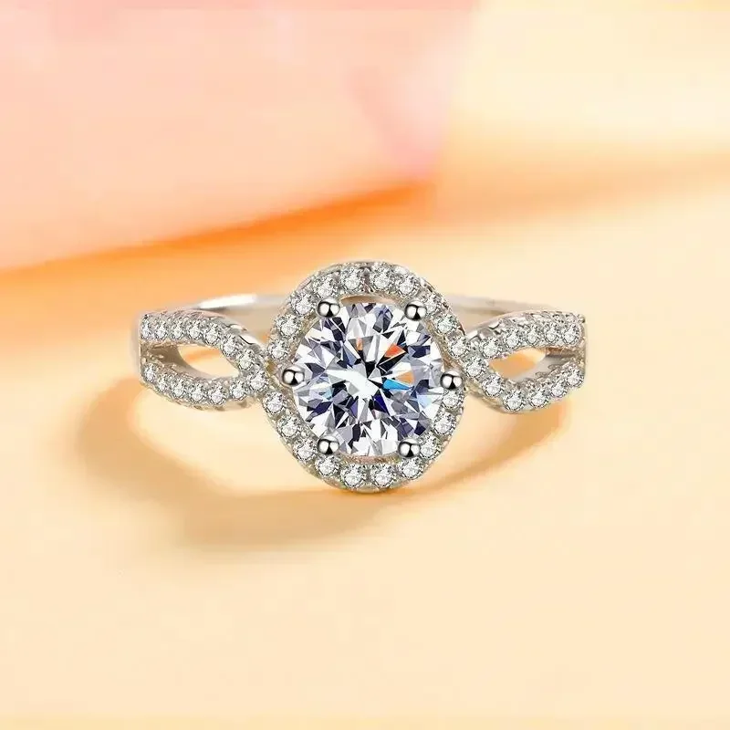 

Exquisite White Gold VVS1 D Color 0.5/1CT Moissanite Diamond Ring, Ins Lady Style Best Anniversary Designer Jewelry for Women
