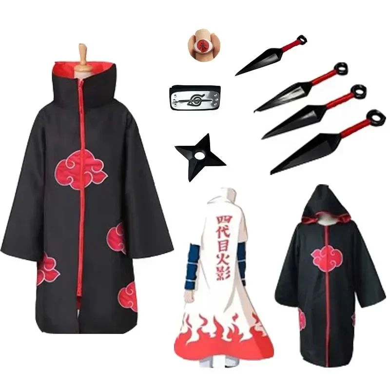 Cosplay Anime costume mask dawn organization cape embroidered red cloud cartoon pattern robe Halloween necklace with ring access