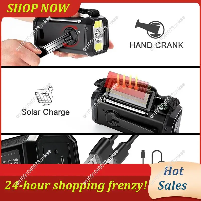 Daily Sale 3X Emergency Weather Radio FM/AM/WB,Portable Hand Crank Radio,Flashlight ,Solar Powered 10000Mah For Outdoor Camping