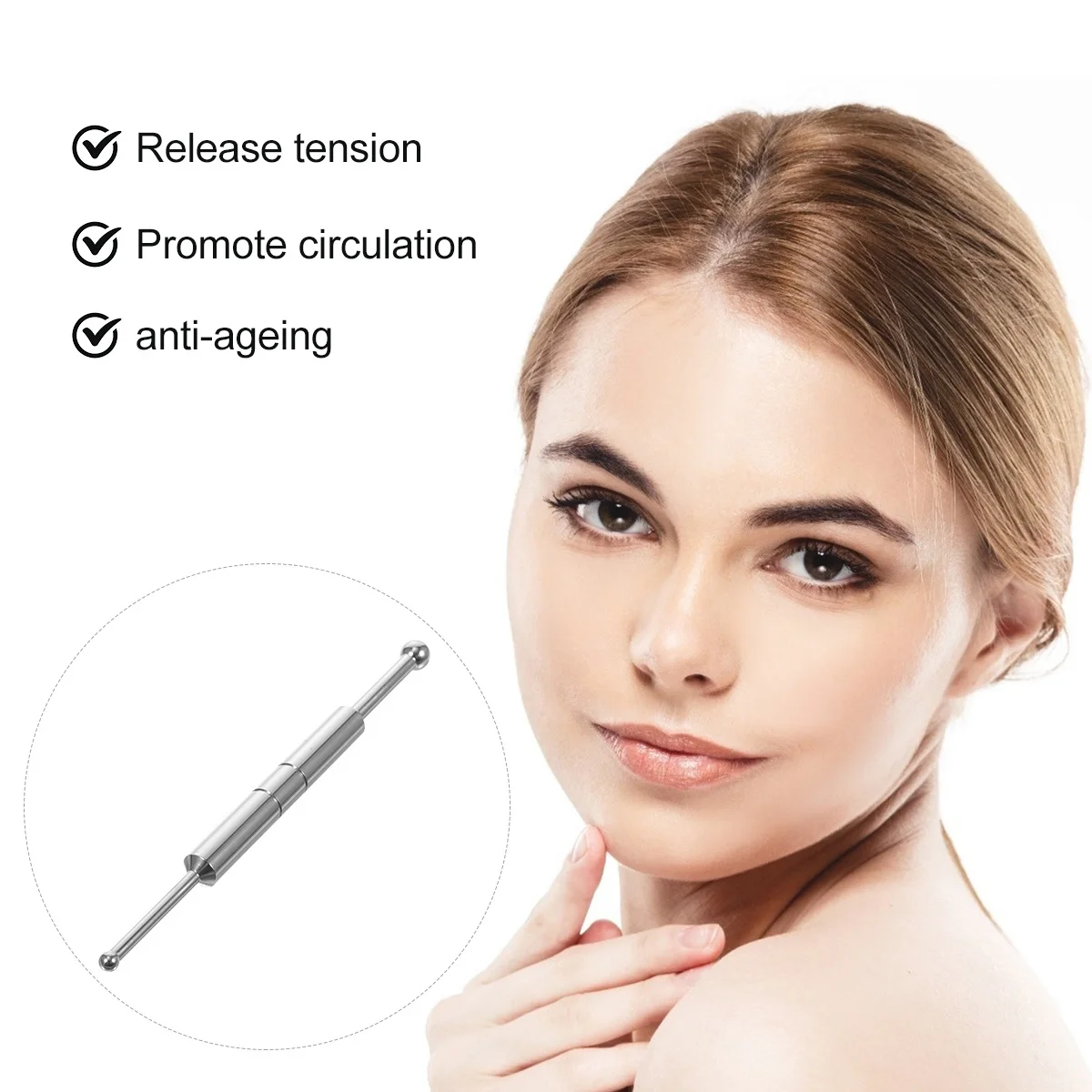 ステンレス鋼のツボペン 耐久性があり、安全で便利なシンプルなデザイン 快適なグリップ 顔のツボマッサージに最適 金属