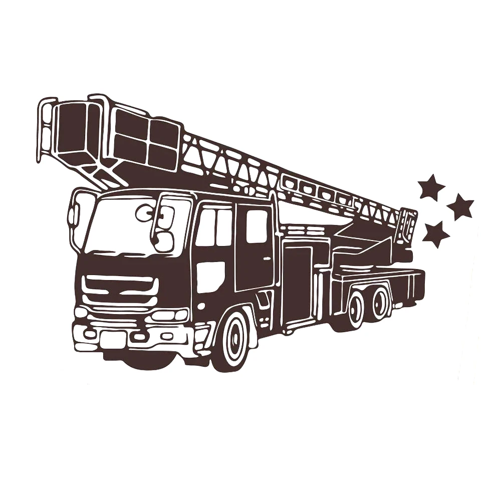 Fire Truck Firefighter Wall Sticker Playroom Bedroom Firetruck Fire Hydrant Car Vehicle Wall Decal Living Room Vinyl LW266