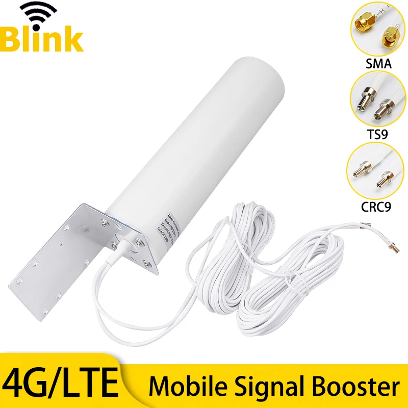 4G LTE Outdoor Omni Antenna, Indoor Mobile Phone Signal Amplifier, Long Range All-band Network Reception Booster, TS9 CRC9 SMA