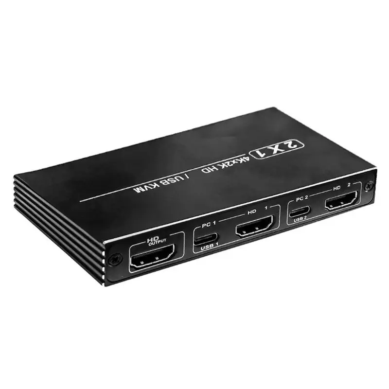 Convertisseur 4K 2 entrées 1 sortie, commutateur vidéo rapide, 1 PC, commutation rapide de 2 moniteurs pour ordinateur, téléviseur, projecteur, connexion rapide, Switching-B