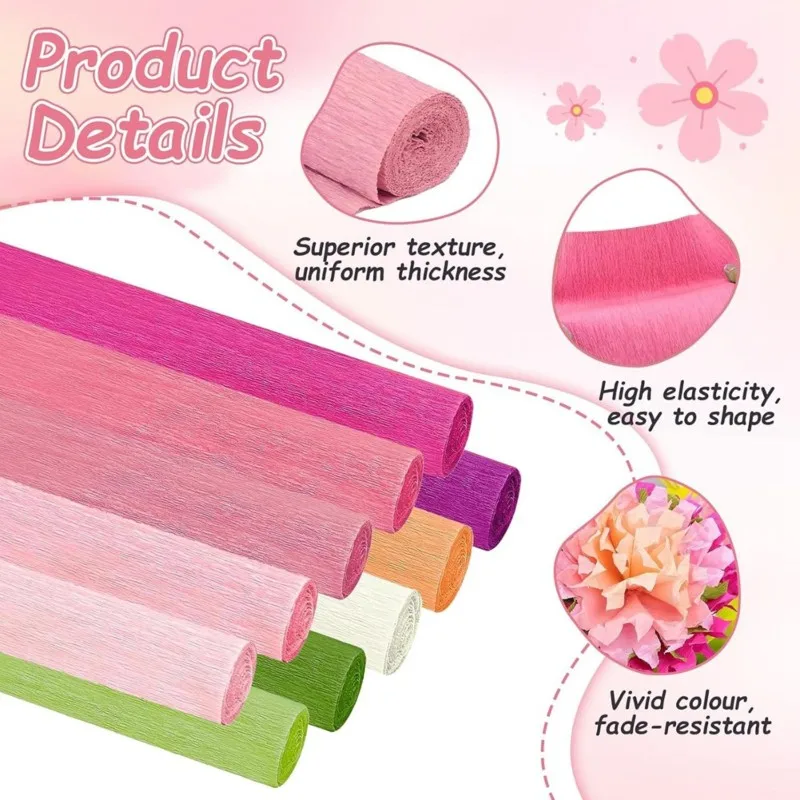 

【THANKSGIVING DAY】Wrinkle Paper Set& Paper Flower DIY Kit For DIY Gift Creation, Includes Colorful Paper Flowers And Hot Melt Gl