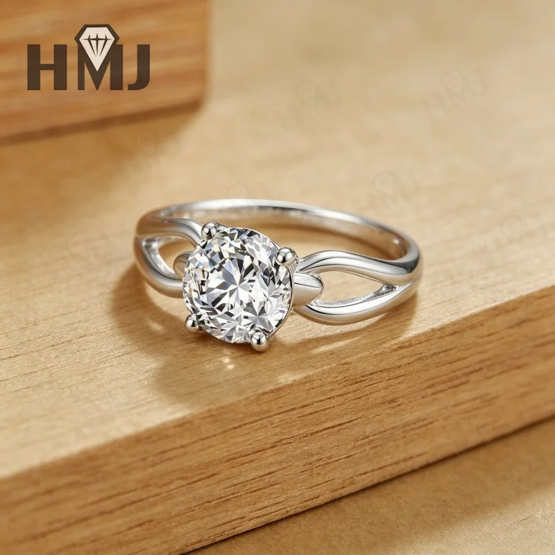 1ct Moissanit-Ring, runder Schliff, D-Farbe, 925er Sterlingsilber, 18K vergoldet, für Damen, edler Schmuck, Alltagsgebrauch, klassische Charms – Detail 7