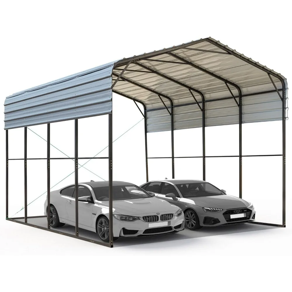 14x20 FT RV Metal Carport, 14'x 20'x 10.8' Heavy Duty Carport with Galvanized Metal Roof and Frame for RV, Boat and Tractors