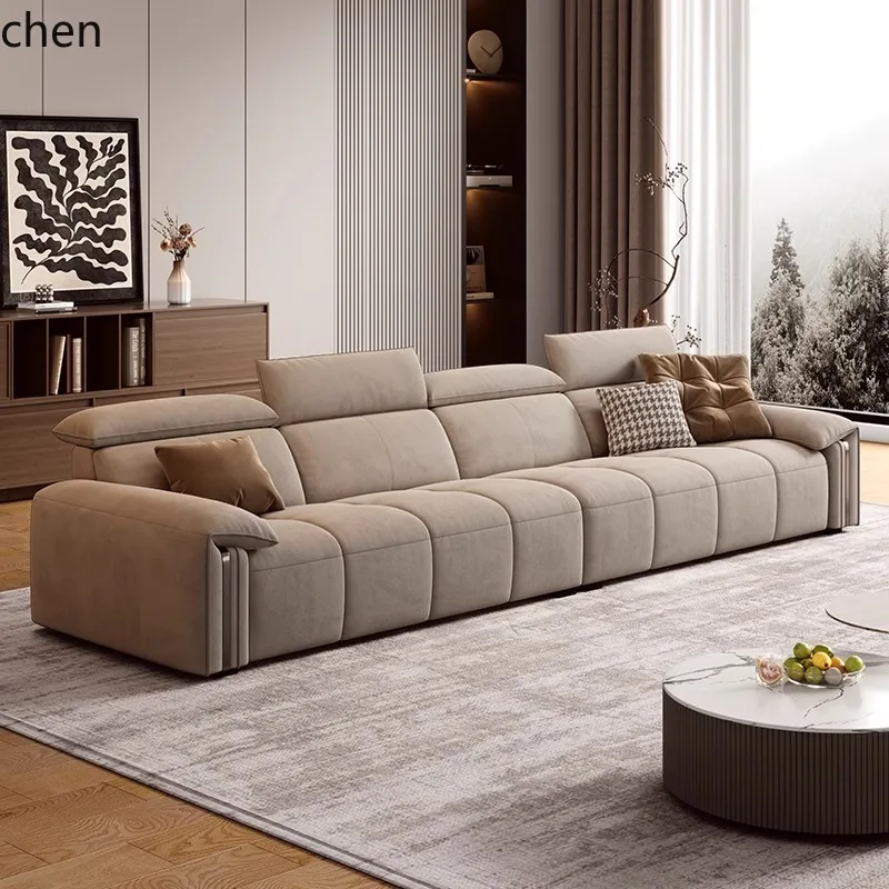 HT Cream Style Internet Celebrity Double Straight Fabric Sofa Living Room Modern Simple Technology Fabric Sofa