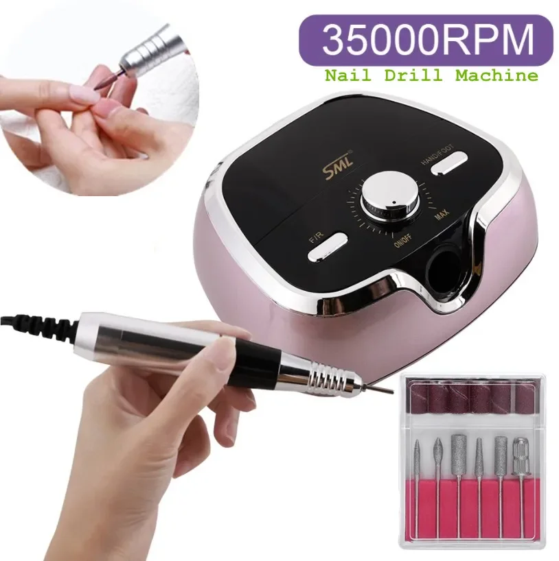 Nieuwe 35K Rpm Elektrische Nagelboormachine Elektrische Nagelvijl Voor Manicure Pedicure Gel Nail Art Verwijdering Polijstgereedschap