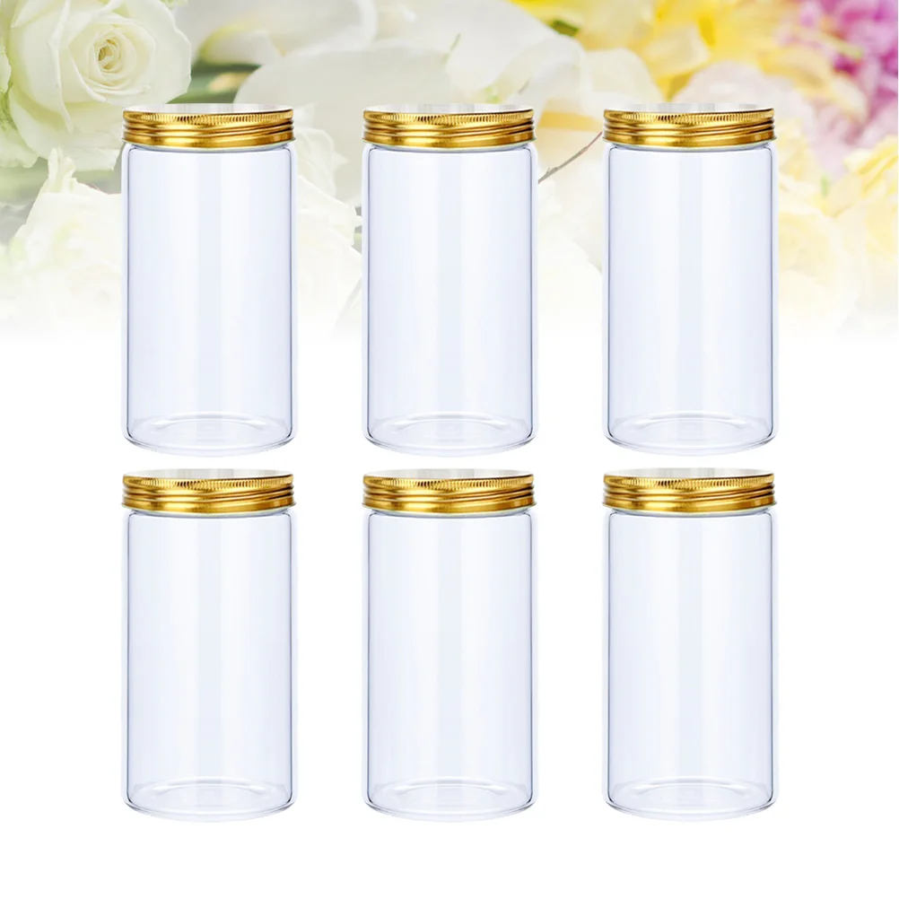 

6Pcs Aluminum Screw-on Lids Candy Jars Thick Storage Containers for Kitchen Spices Nuts Sugar Powder Herb