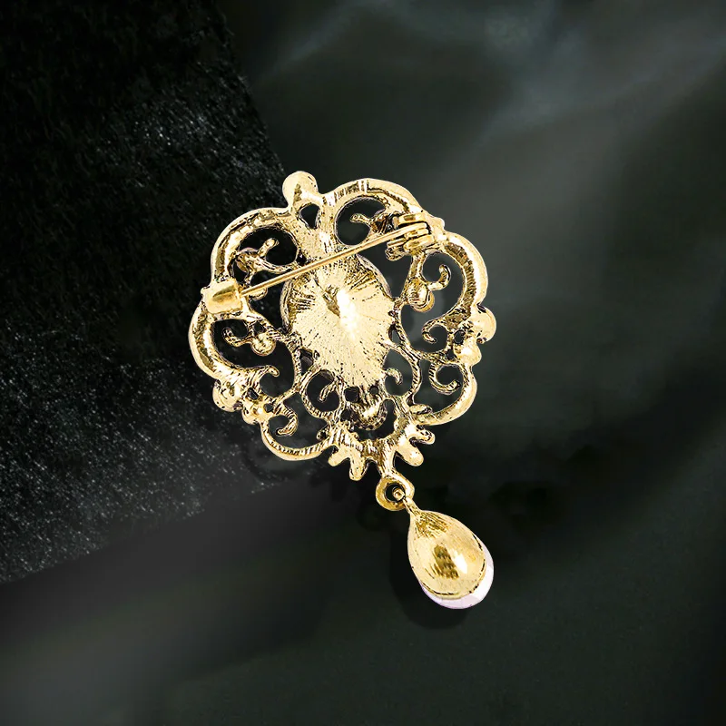 Advanced Texture Baroque Style Retro Rhinestone Crystal Brooch Female Pendant Explosive Crown Corsage